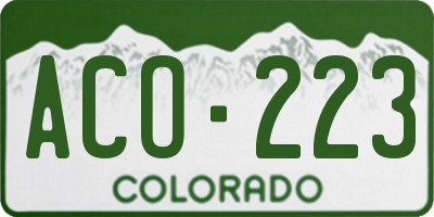 CO license plate ACO223