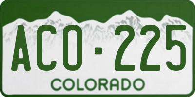 CO license plate ACO225