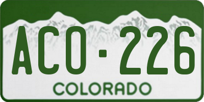 CO license plate ACO226