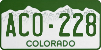 CO license plate ACO228