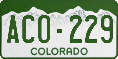 CO license plate ACO229