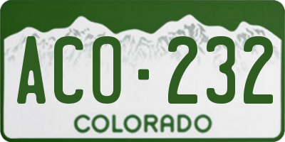 CO license plate ACO232