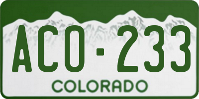 CO license plate ACO233