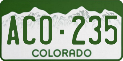 CO license plate ACO235