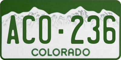 CO license plate ACO236
