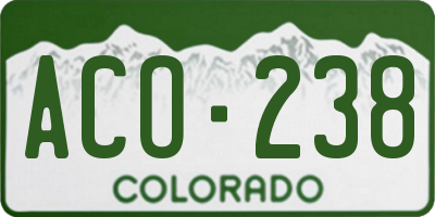 CO license plate ACO238