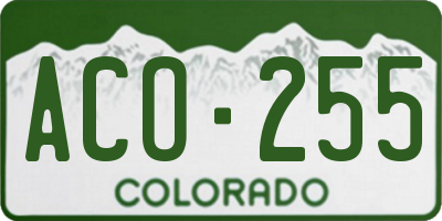 CO license plate ACO255