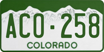 CO license plate ACO258