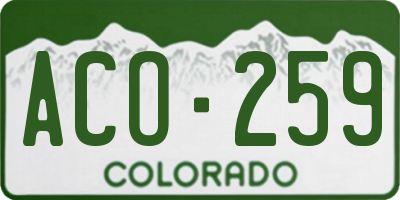 CO license plate ACO259