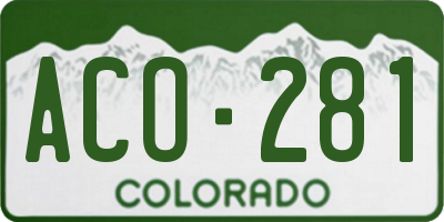 CO license plate ACO281