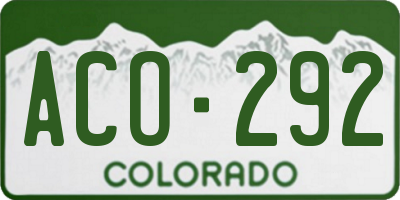 CO license plate ACO292