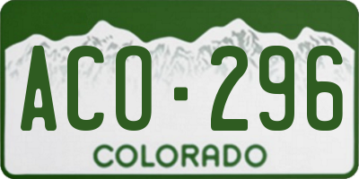 CO license plate ACO296