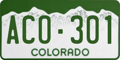 CO license plate ACO301
