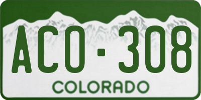 CO license plate ACO308