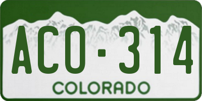 CO license plate ACO314