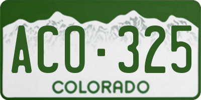 CO license plate ACO325