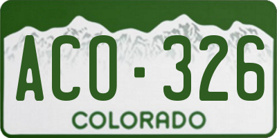 CO license plate ACO326