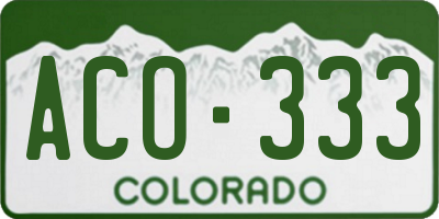 CO license plate ACO333
