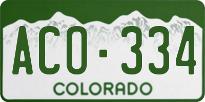 CO license plate ACO334
