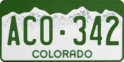 CO license plate ACO342