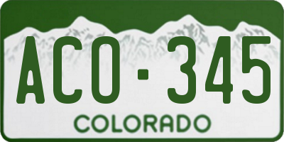 CO license plate ACO345