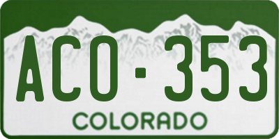 CO license plate ACO353
