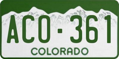 CO license plate ACO361