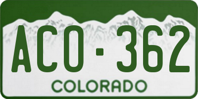 CO license plate ACO362