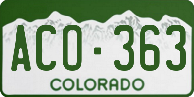 CO license plate ACO363