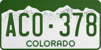 CO license plate ACO378