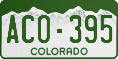 CO license plate ACO395