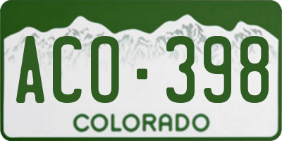 CO license plate ACO398