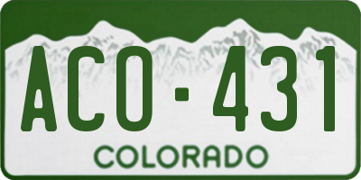 CO license plate ACO431