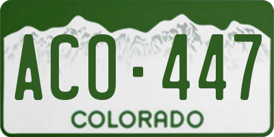 CO license plate ACO447