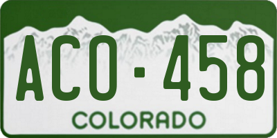 CO license plate ACO458