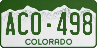 CO license plate ACO498