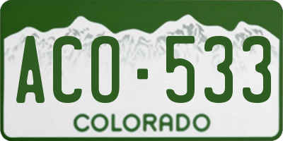CO license plate ACO533