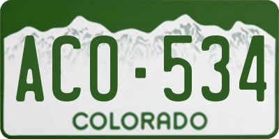 CO license plate ACO534