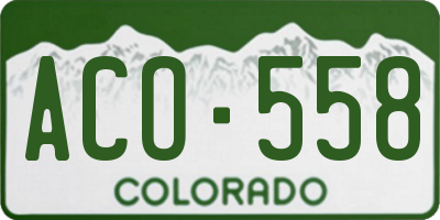 CO license plate ACO558