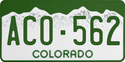 CO license plate ACO562