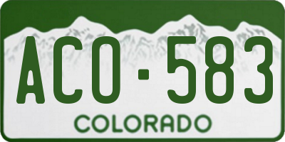CO license plate ACO583