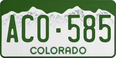 CO license plate ACO585