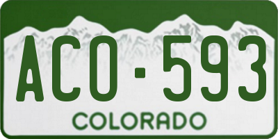 CO license plate ACO593