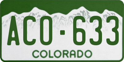 CO license plate ACO633