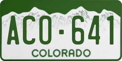 CO license plate ACO641