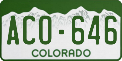 CO license plate ACO646