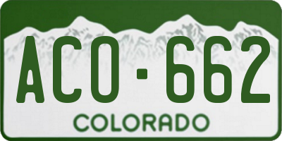 CO license plate ACO662