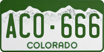 CO license plate ACO666