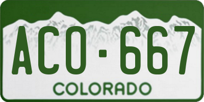 CO license plate ACO667