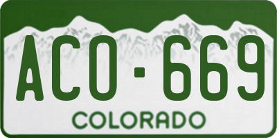 CO license plate ACO669
